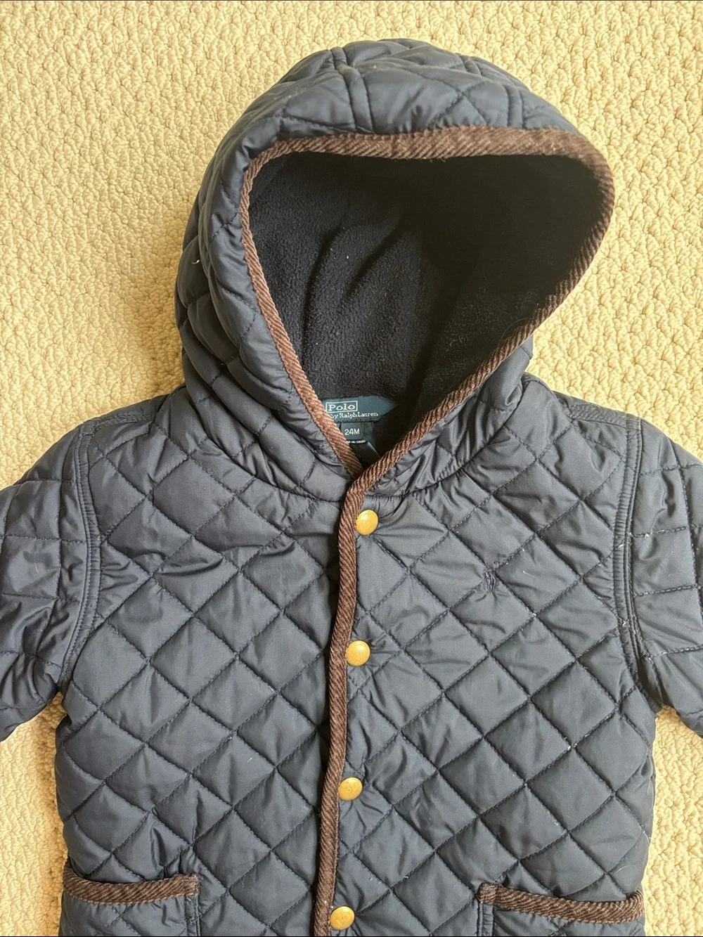 Polo by Ralph Lauren Navy Quilted Hooded Footless Bunting